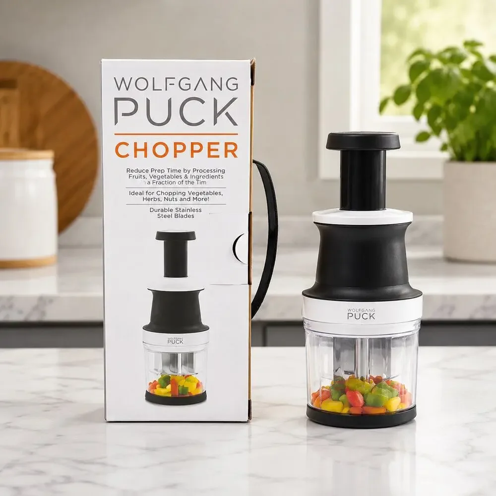 Wolfgang Puck Chopper Stainless Steel Manual Food Chopper Meal Prep NIB 9”